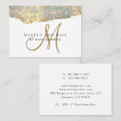 Platinum Glitter Gold Monogram Makeup Artist Busi Visitekaartje (Voorkant / Achterkant)
