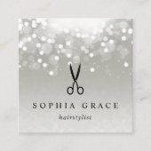 Platinum Glow Haarstylist Vierkante Visitekaartje (Voorkant)