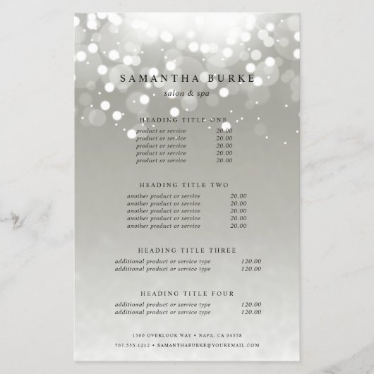 Platinum Glow Pricing & Services Flyer (Voorkant)