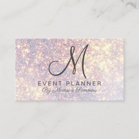 Platinum Gold Glitter Event Planner Visitekaartje (Voorkant)