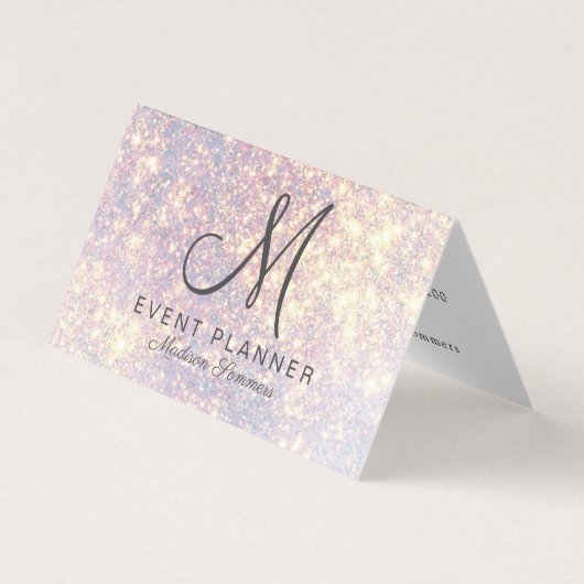 Platinum Gold Glitter Event Planner Visitekaartje (Voorkant)