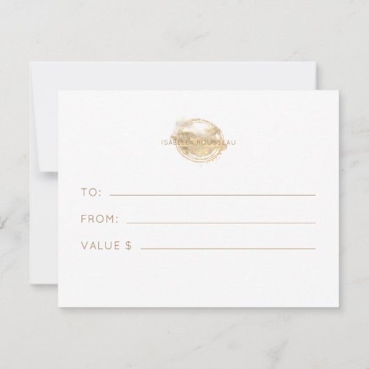 Platinum Gold Glitter Ink Jewelry Gift Certificate (Achterkant)