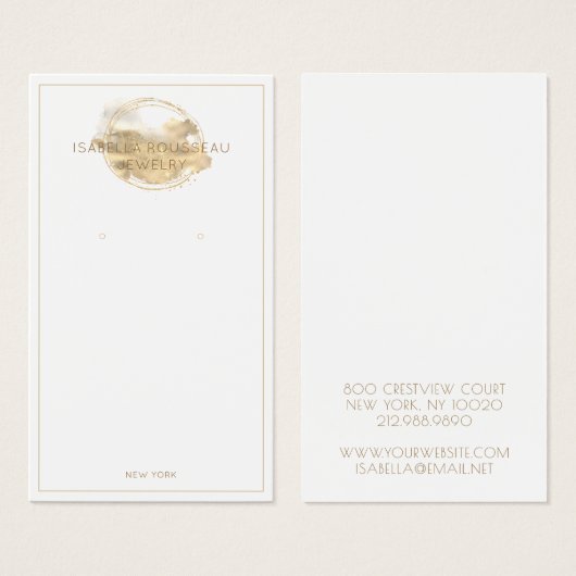 Platinum Gold Glitter Jewelry Earring Display Kaar Visitekaartje (Voorkant /achterkant)