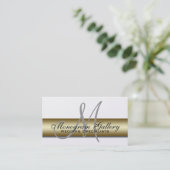 Platinum Gold Monogram Gedrukt Visitekaartje (Staand voorkant)