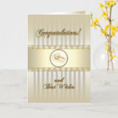 Platinum Gold Wedding Wenskaart Kaart (Gele Bloem)