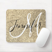 Platinum Gouden Nep Glitter Persoonlijk Monogram Muismat (Met muis)