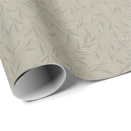 Platinum Gray Embossed Leaf Vines Cadeaupapier (Rol Hoek)