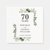 Platinum Greenery Floral 70ste bruiloft Jubileum Servet (Voorkant)