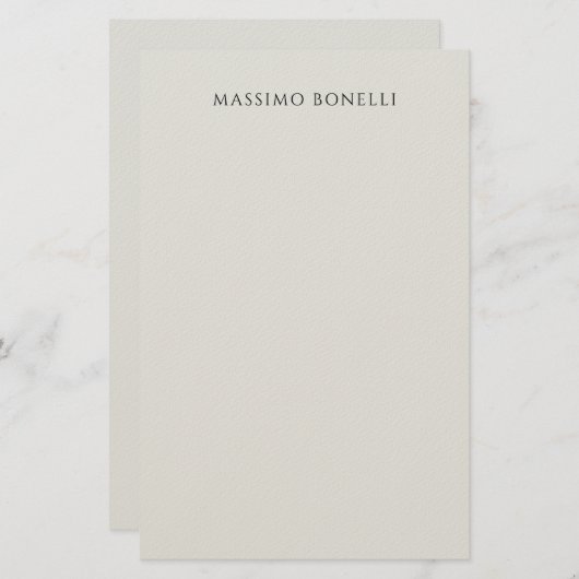 Platinum Grey Minimalist Plain Legible Modern Briefpapier (Voorkant / Achterkant)