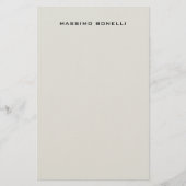 Platinum Grey Minimalist Plain Legible Modern Briefpapier (Voorkant)
