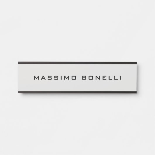 Platinum Grey Minimalist Plain Legible Modern Deurbordje (Voorkant)