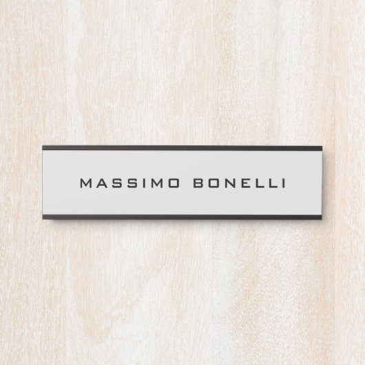 Platinum Grey Minimalist Plain Legible Modern Deurbordje (Voorkant)