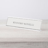 Platinum Grey Minimalist Plain Modern Bureau Naambordje (Voorkant)