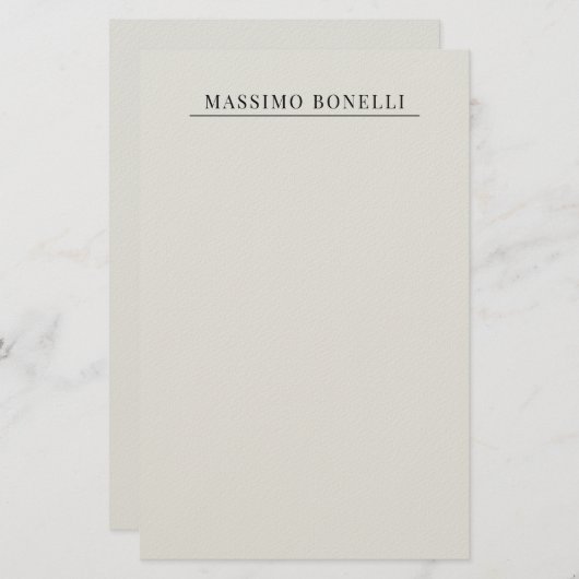 Platinum Grey Minimalist Plain Modern Own Name Briefpapier (Voorkant / Achterkant)