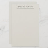 Platinum Grey Minimalist Plain Modern Own Name Briefpapier (Voorkant / Achterkant)