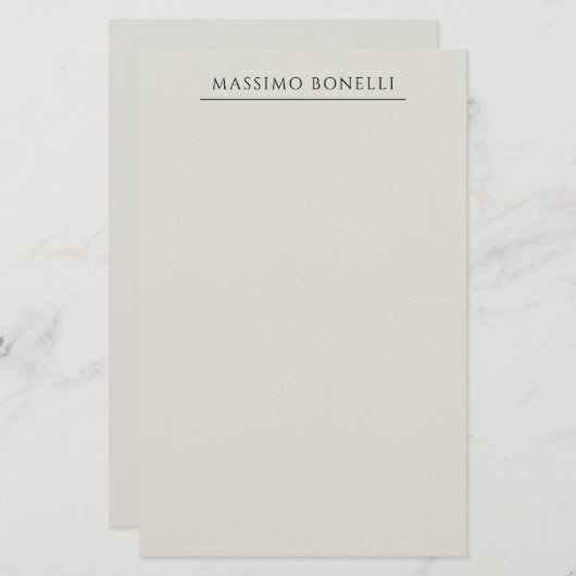Platinum Grey Minimalist Plain Modern Own Name Briefpapier (Voorkant / Achterkant)