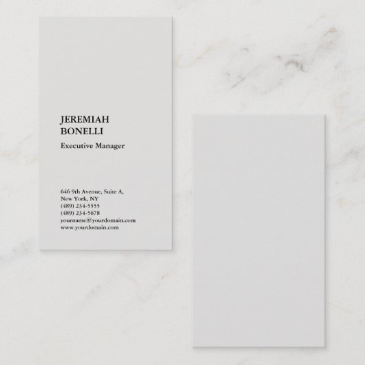 Platinum grijs minimalistisch modern hoog geperste visitekaartje (Voorkant / Achterkant)