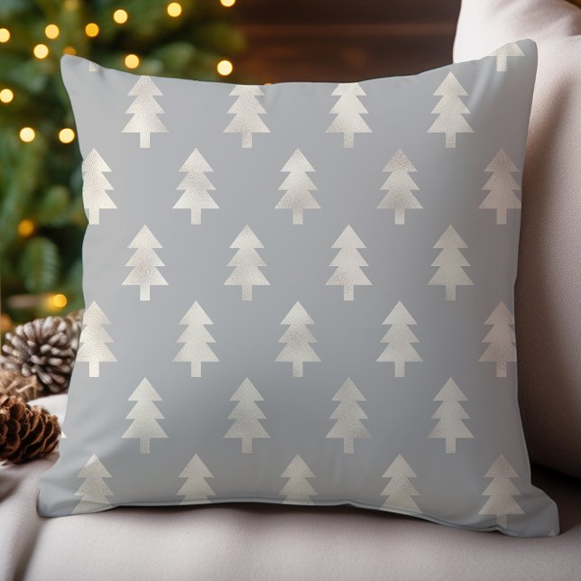 Platinum grijze kerstbomen Holiday Kussen (Creator heeft geüpload)
