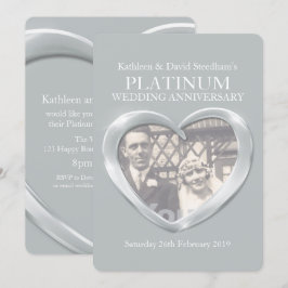 Platinum huwelijks hart foto jubileum uitnodiging