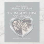 Platinum huwelijksjubileum aangepaste wijnlabels wijn etiket (Enkel label)