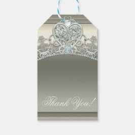 Platinum Ivoor Prinses Hart Tiara Verjaardagsfeest Cadeaulabel