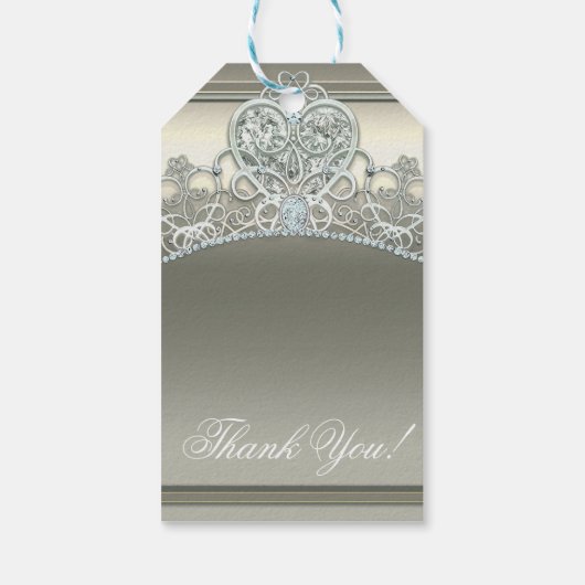 Platinum Ivoor Prinses Hart Tiara Verjaardagsfeest Cadeaulabel (Achterkant)