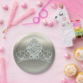 Platinum Ivoor Prinses Hart Tiara Verjaardagsfeest Papieren Bordje (Feest)