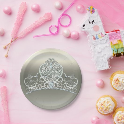 Platinum Ivoor Prinses Hart Tiara Verjaardagsfeest Papieren Bordje (Feest)