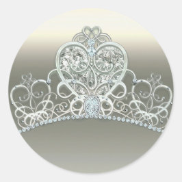 Platinum Ivoor Prinses Hart Tiara Verjaardagsfeest Ronde Sticker