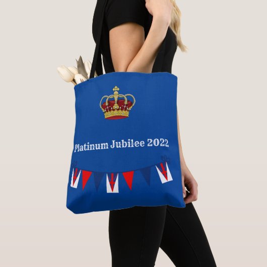 Platinum Jubilee 2022 Blue Canvas tas (Dichtbij)