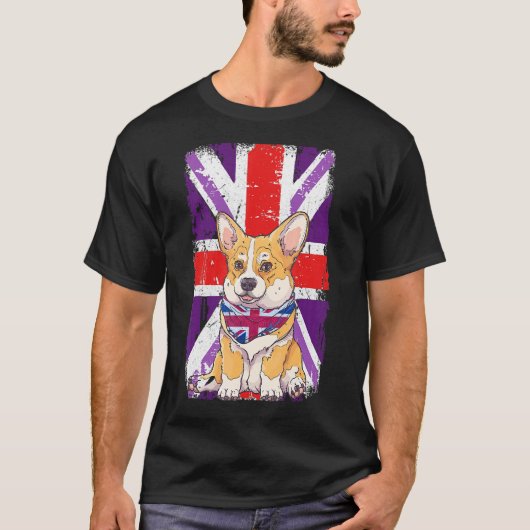 Platinum Jubilee 2022 Corgi Puppy & Uniefacter voo T-shirt (Voorkant)