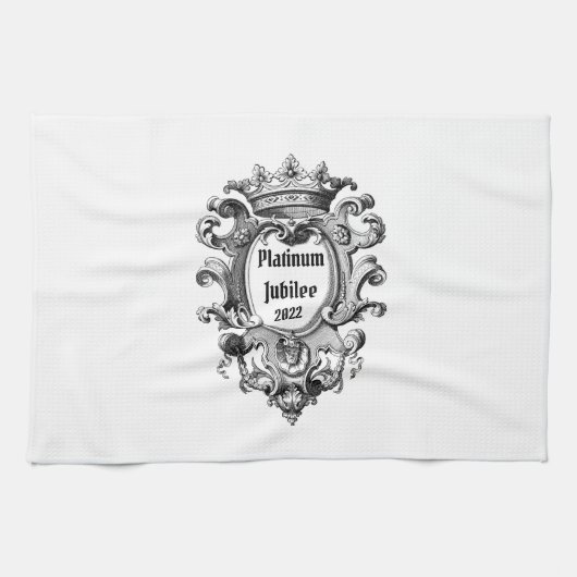 Platinum Jubilee 2022 Zwart-wit Theedoek (Horizontaal)