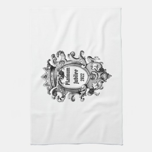 Platinum Jubilee 2022 Zwart-wit Theedoek (Verticaal)