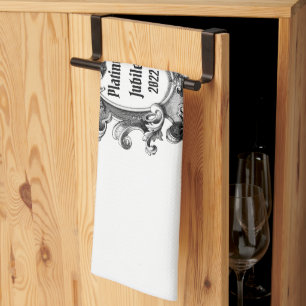 Platinum Jubilee 2022 Zwart-wit Theedoek