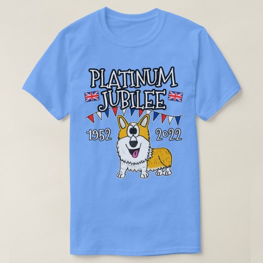 Platinum Jubilee Corgi Dog Vlag T-shirt (Design voorkant)