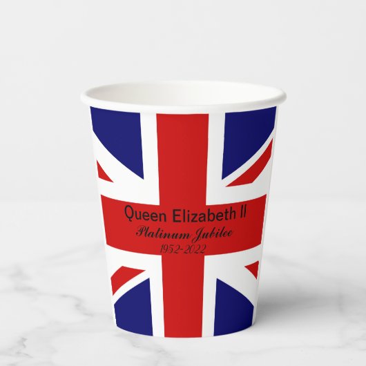 Platinum Jubilee. Papieren Bekers (Achterkant)