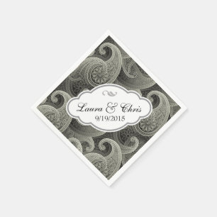 Platinum Paisley Elegant bruiloft gepersonaliseerd Servetten
