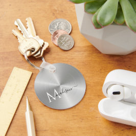 Platinum Radial Metallic Script Name Sleutelhanger