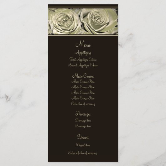 Platinum Roos Wedding Menu (Voorkant)