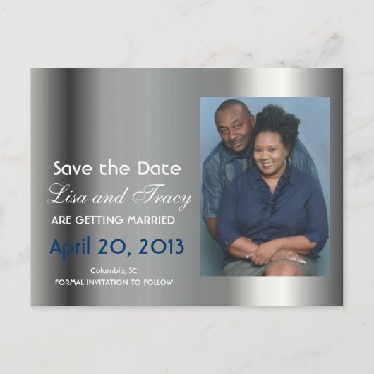 Platinum Save the Date Announcement Briefkaart (Voorkant)