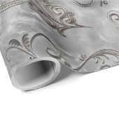 Platinum Silver Flourish Cadeaupapier (Rol Hoek)