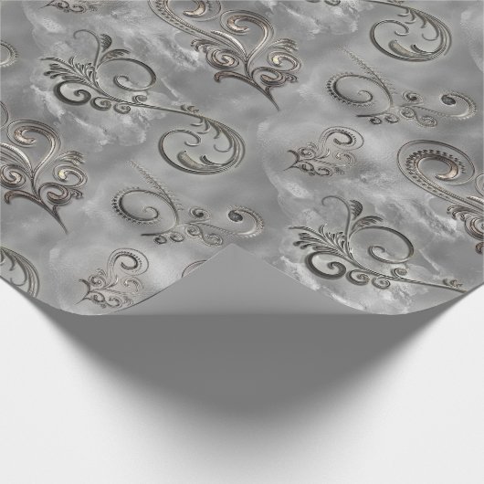 Platinum Silver Flourish Cadeaupapier (Hoek)