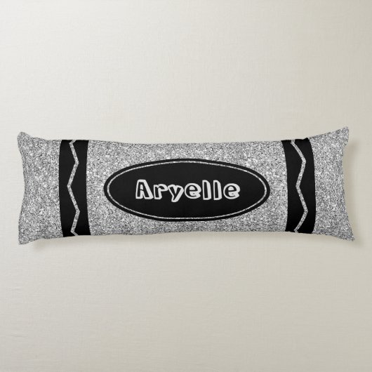 Platinum Silver Glitter Crayon Body Pillow + Naam Lichaamskussen (Achterkant)