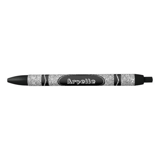 Platinum Silver Glitter Crayon Zwarte Inkt Pen (Voorkant)