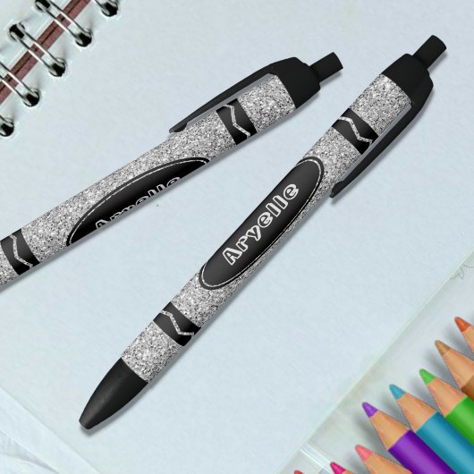 Platinum Silver Glitter Crayon Zwarte Inkt Pen