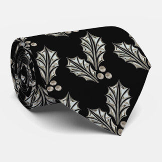 Platinum Silver Holly Stropdas met kerstmis