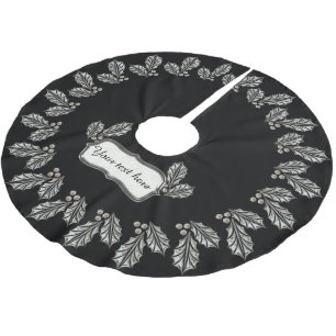 Platinum Silver Holly Tree Skirt Kerstboom Rok