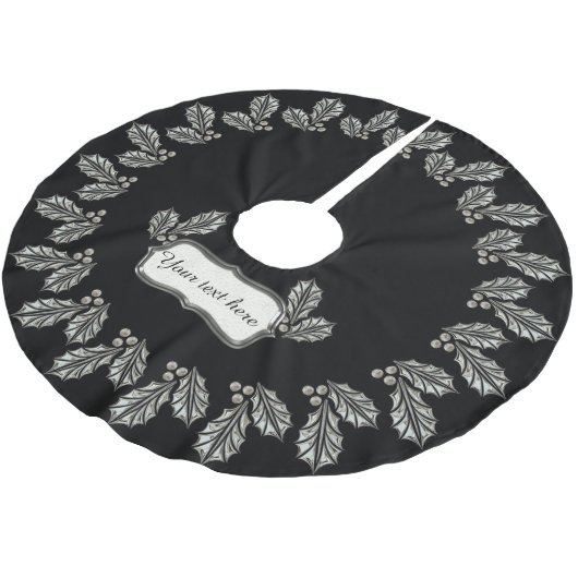 Platinum Silver Holly Tree Skirt Kerstboom Rok (Gekanteld)