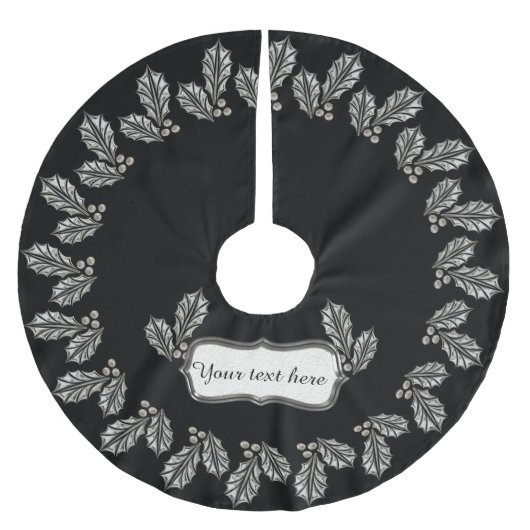 Platinum Silver Holly Tree Skirt Kerstboom Rok (Voorkant)
