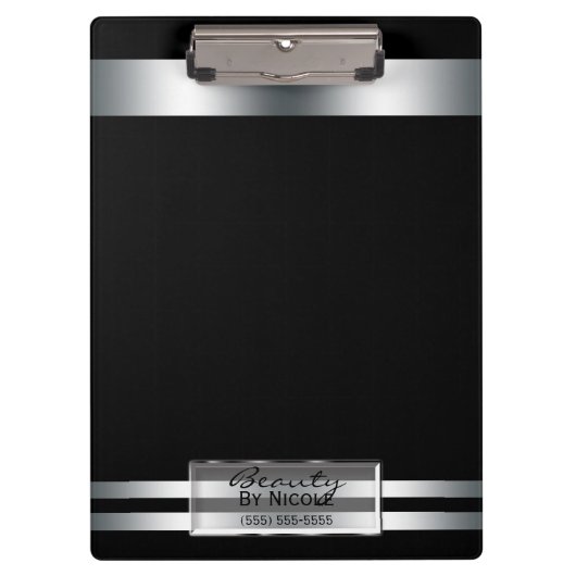 Platinum Silver Shine Elegant Glam Gepersonaliseer Klembord (Voorkant)